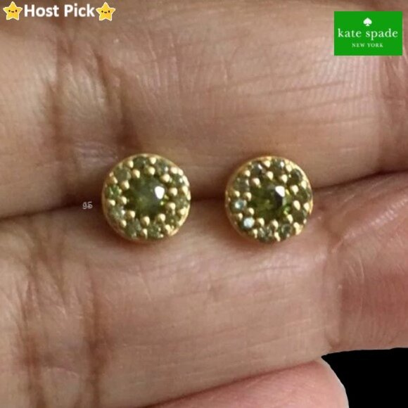 kate spade Jewelry - Was 65 KATE SPADE Something Sparkly Pave Stud Earrings Green - 10K Gold - NWT